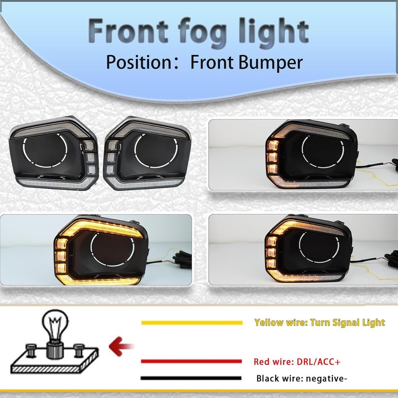 PGTOPONE Switchback White/Amber LED Front Fog Daytime Running Lamp w/Dynamic Flash LED Turn Signal Light Feature Kit For Toyota TACOMA 2016-2023 SR TRD Pro Replacement Front Bumper (16-23) - Image 3